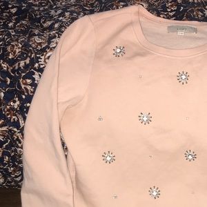 Ann Taylor Loft Pearl and Pink Sweatshirt